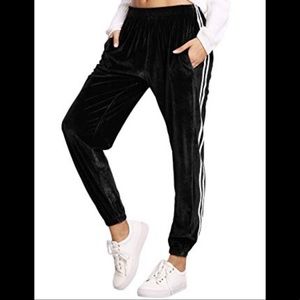 GARAGE velvet striped sweatpants
